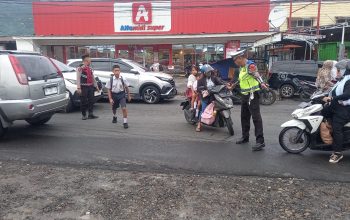 Strong Point Polres Tapteng di Titik Rawan Kemacetan